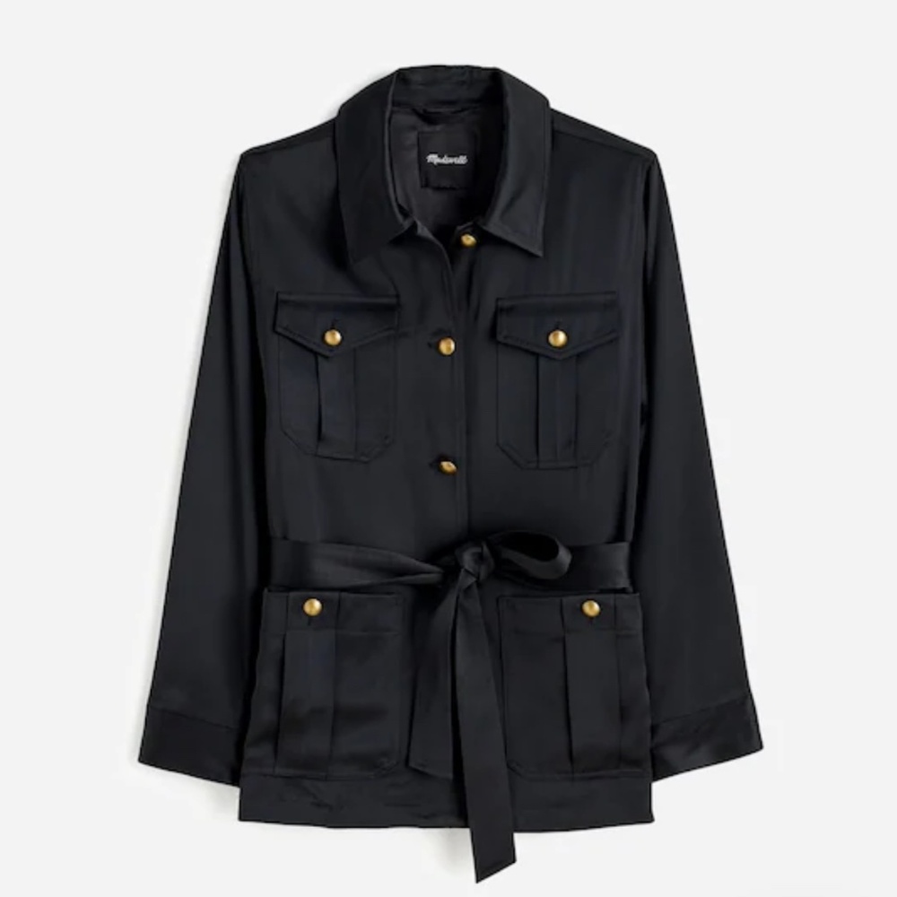 SALE Madewell Double-Faced Satin Safari Double Faced Jacket  black NWT M - Picture 4 of 10